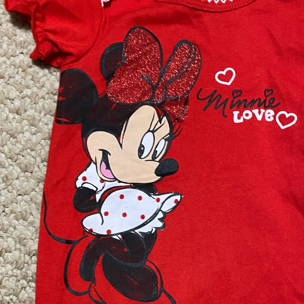 Disney baby NWT Minnie Mouse one piece red shorts outfit girl size 3mo - 6mo - Picture 5 of 14